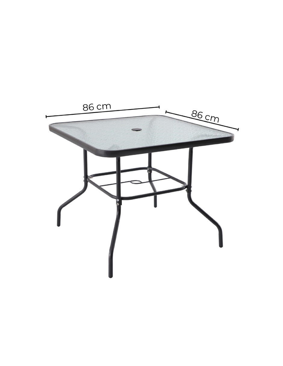 Foto 8 pulgar | Naterial Set De Comedor: Mesa Cuadrada +4 Sillas Con Cojines+ Sombrilla De Acero, Modelo Rono