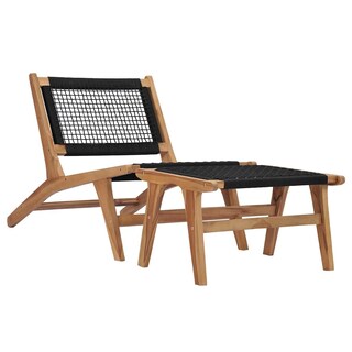 Foto 1 | Tumbona de Madera de Teca con Reposapiés Desmontable - Venta Internacional