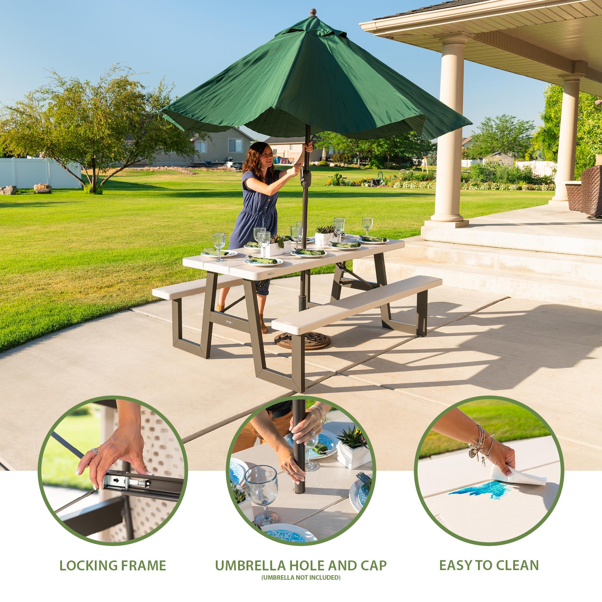 Foto 5 pulgar | Mesa Picnic W-frame 1.8m Textura Madera Color Arena