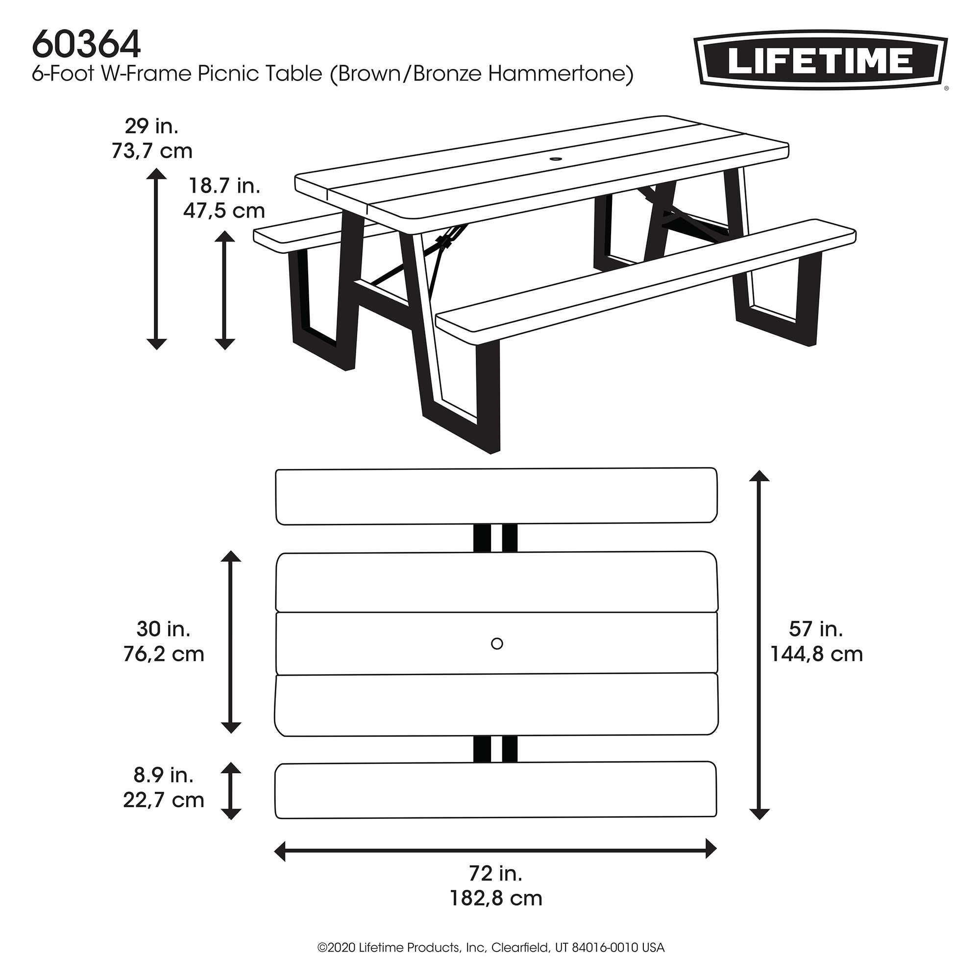 Foto 5 | Mesa Picnic W-frame 1.8m Textura Madera Color Arena