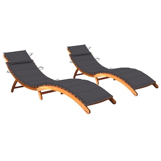 Foto 1 | Sillón Para Patio Vidaxl 2 Unidades Madera Maciza De Acacia Con Cojín - Venta Internacional.