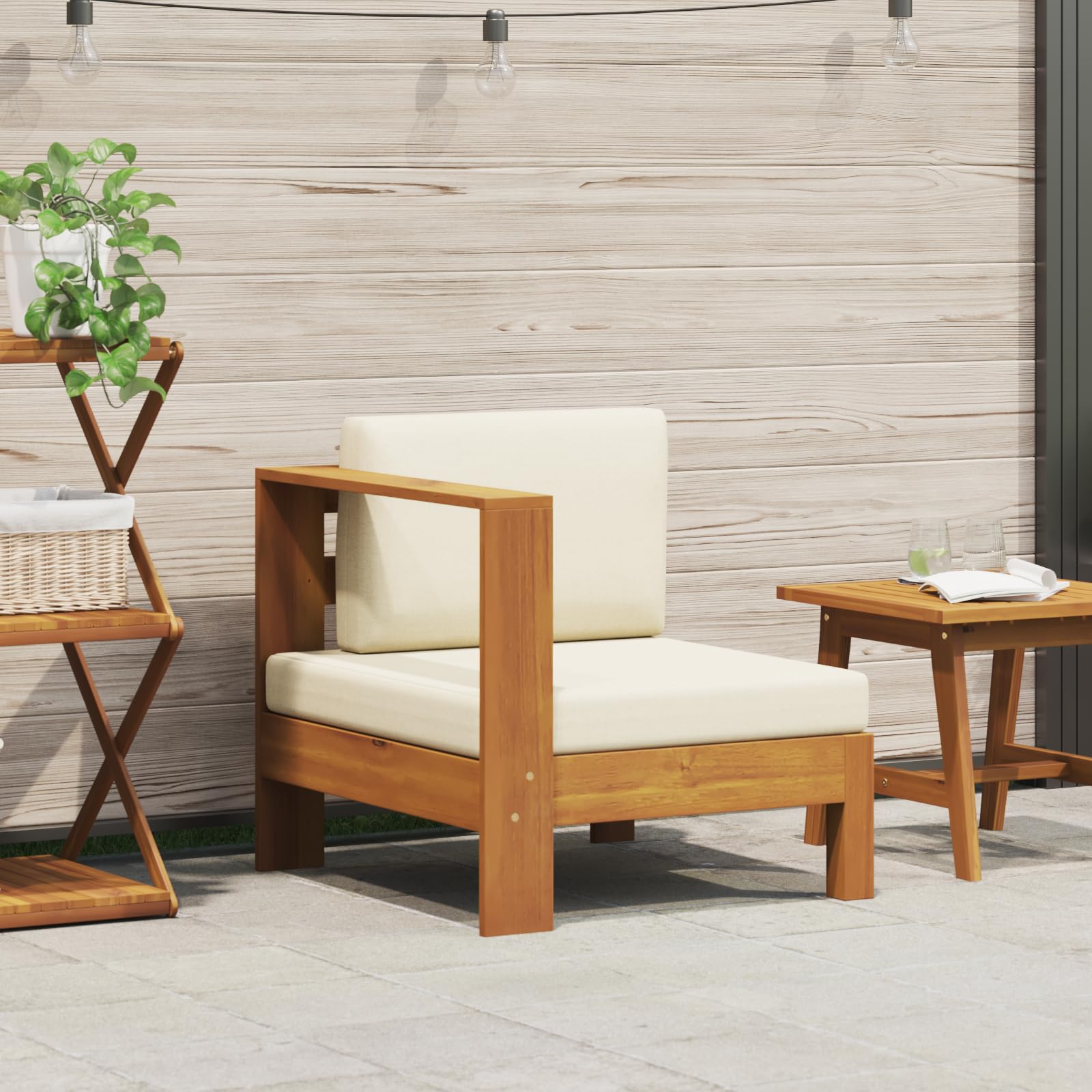 Foto 2 | Sofá Intermedio De Madera Maciza De Acacia Vidaxl Para Muebles De Exterior - Venta Internacional.