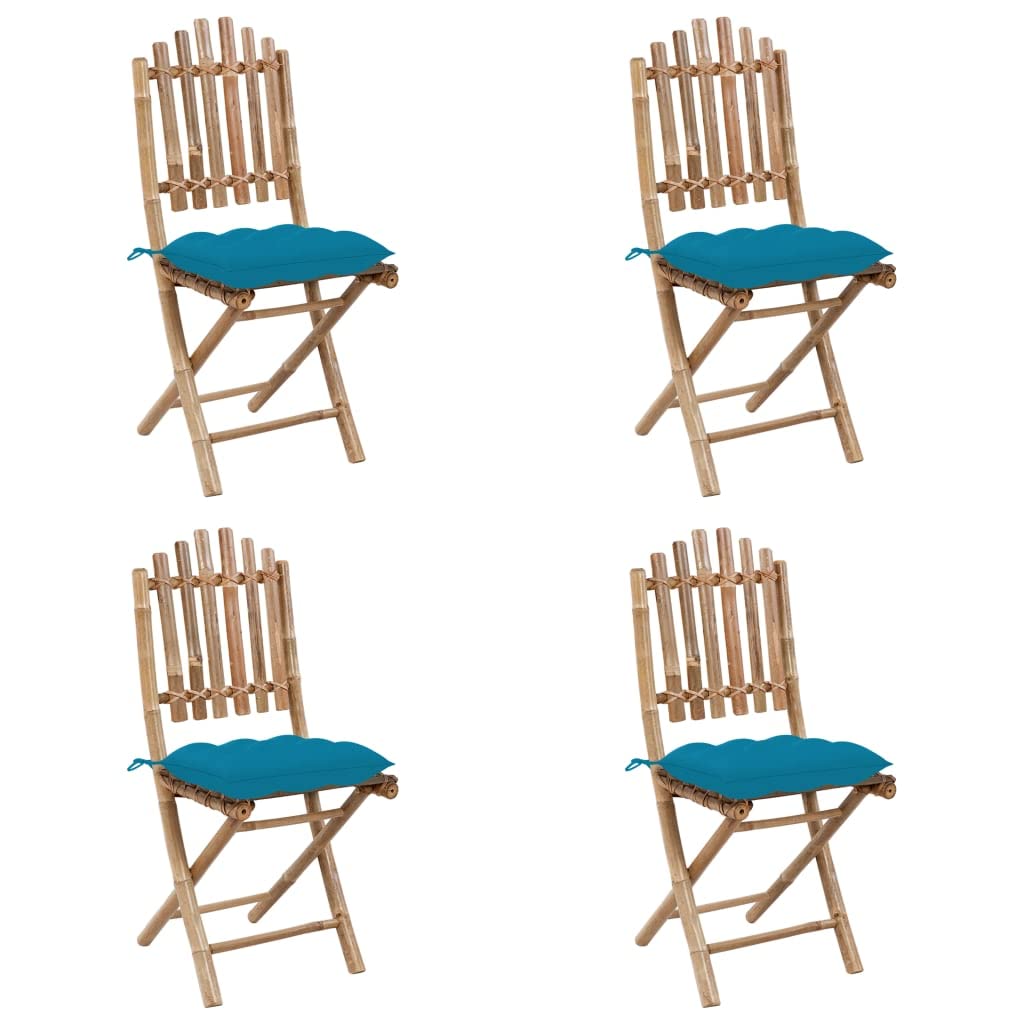 Foto 4 pulgar | Juego De Comedor Para Patio Vidaxl  Plegable  5 Piezas  Bambú Con Cojines - Venta Internacional.