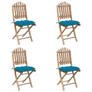 Foto 3 | Juego De Comedor Para Patio Vidaxl Plegable 5 Piezas Bambú Con Cojines - Venta Internacional.