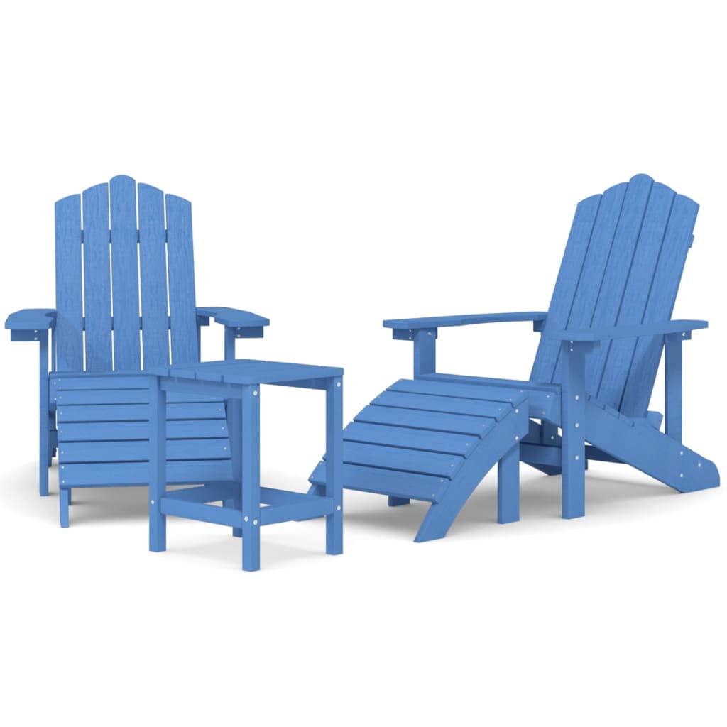 Foto 2 pulgar | Juego De Sillas Adirondack Vidaxl Con Reposapiés Y Mesa  Color Azul Aguamarina - Venta Internacional.