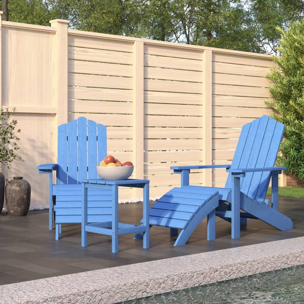 Foto 3 pulgar | Juego De Sillas Adirondack Vidaxl Con Reposapiés Y Mesa  Color Azul Aguamarina - Venta Internacional.