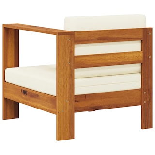 Foto 7 | Sofá Vidaxl De Madera De Acacia Maciza De Color Blanco Crema Medio Con Reposabrazos - Venta Internacional.