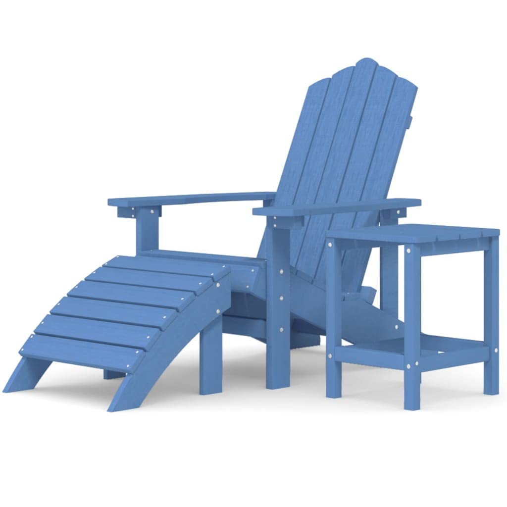 Foto 1 | Juego De Sillas Adirondack Vidaxl Para Patio  Hdpe  Azul Aguamarina  Con Mesa - Venta Internacional.