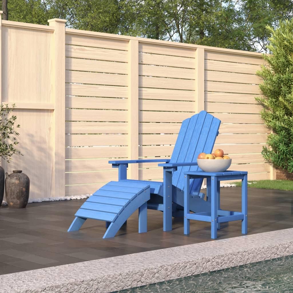 Foto 2 | Juego De Sillas Adirondack Vidaxl Para Patio  Hdpe  Azul Aguamarina  Con Mesa - Venta Internacional.