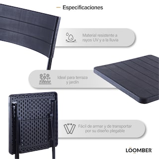 Foto 3 | Juego de Sala para Jardín Loomber F70m52 Negro 3 Piezas