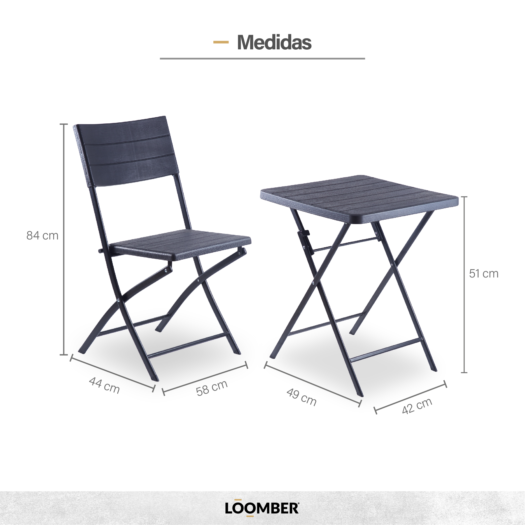 Foto 7 | Juego de Sala para Jardín Loomber F70m52 Negro 3 Piezas