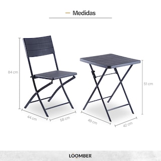 Foto 7 | Juego de Sala para Jardín Loomber F70m52 Negro 3 Piezas