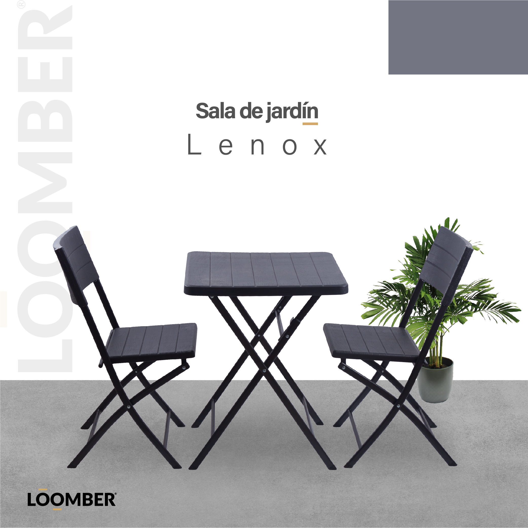 Foto 9 pulgar | Juego de Sala para Jardín Loomber F70m52 Negro 3 Piezas