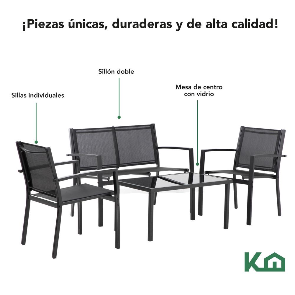 Foto 5 pulgar | Sala para Jardín KingsHouse KH4PLM Negra 4 Piezas