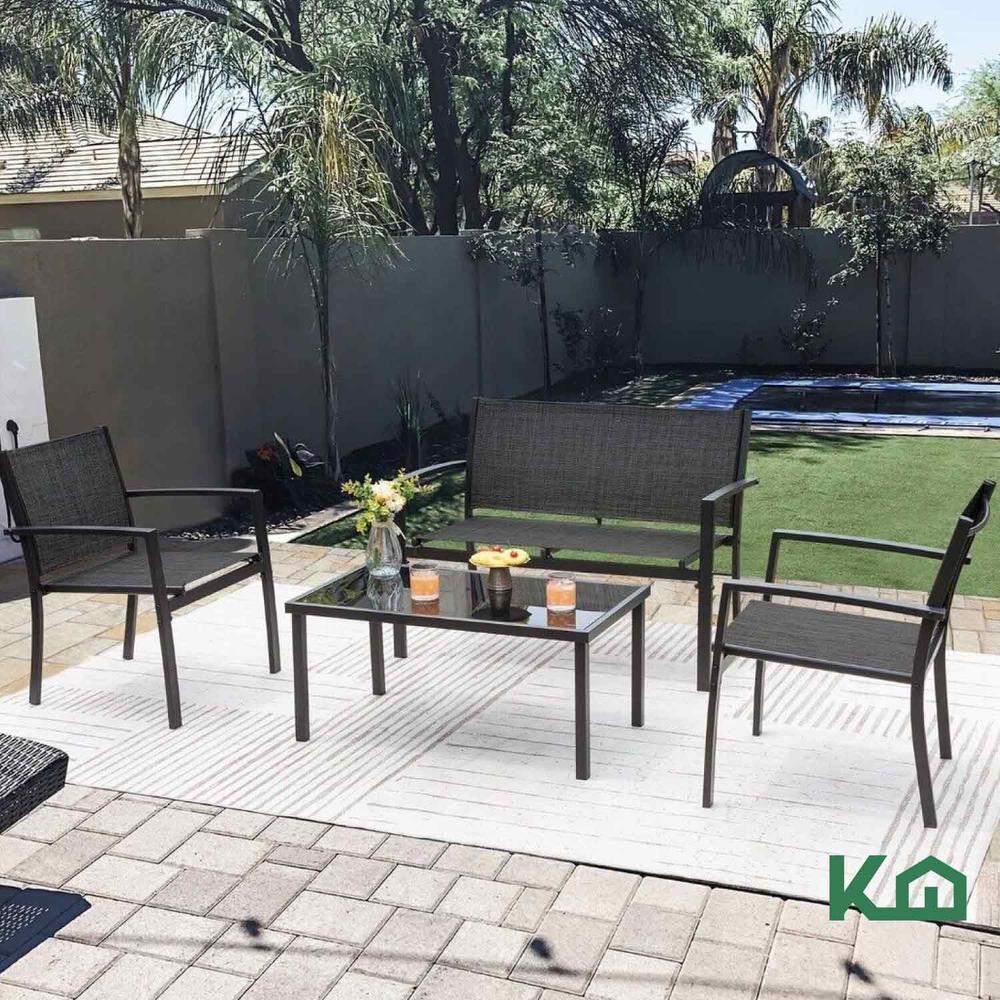 Foto 9 pulgar | Sala para Jardín KingsHouse KH4PLM Negra 4 Piezas