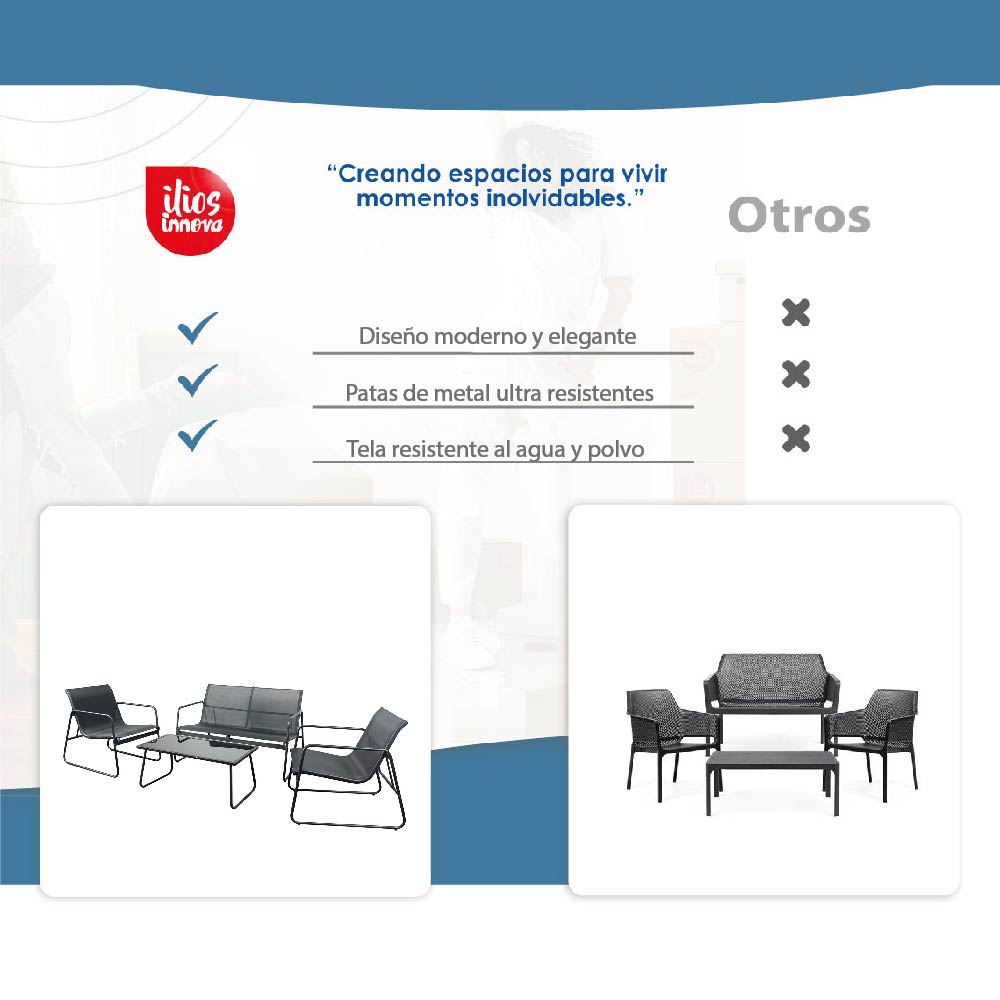 Foto 7 | Sala para Jardín Iliosinnova Negro 4 Piezas