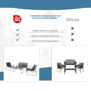 Foto 7 | Sala para Jardín Iliosinnova Negro 4 Piezas