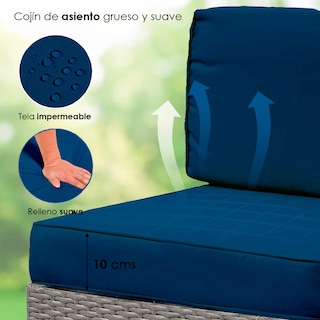 Foto 7 | Juego de Sala para Jardín Ilios Innova Para Seis Personas Fabricada en Mimbre Sintético