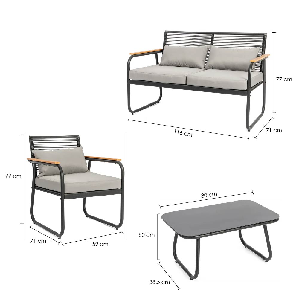 Foto 2 | Sala de Jardín Ilios Innova 4 Piezas Gris
