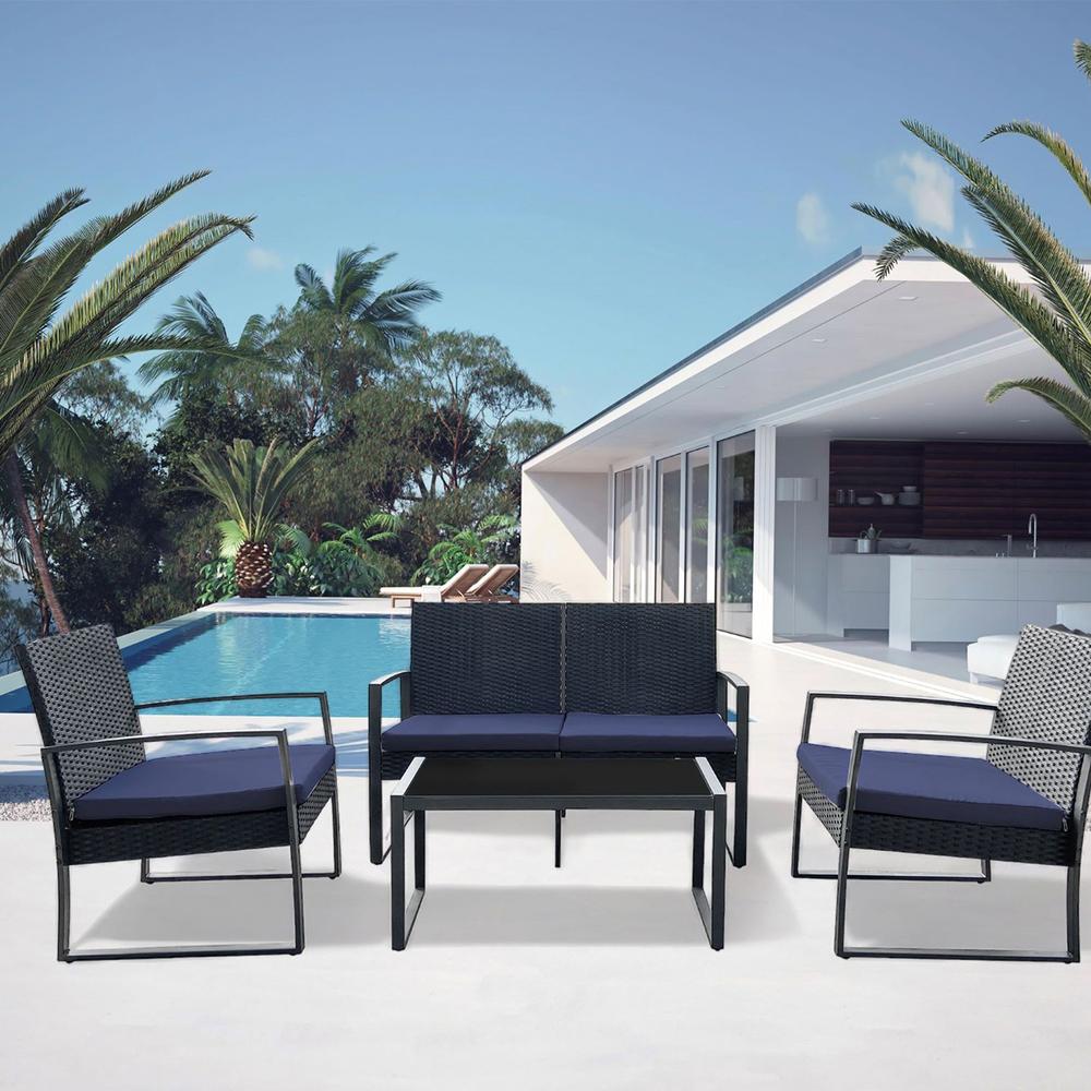 Foto 5 pulgar | Sala Exterior Juego Para Jardín Summer Rattan 4 Pzs+cojines