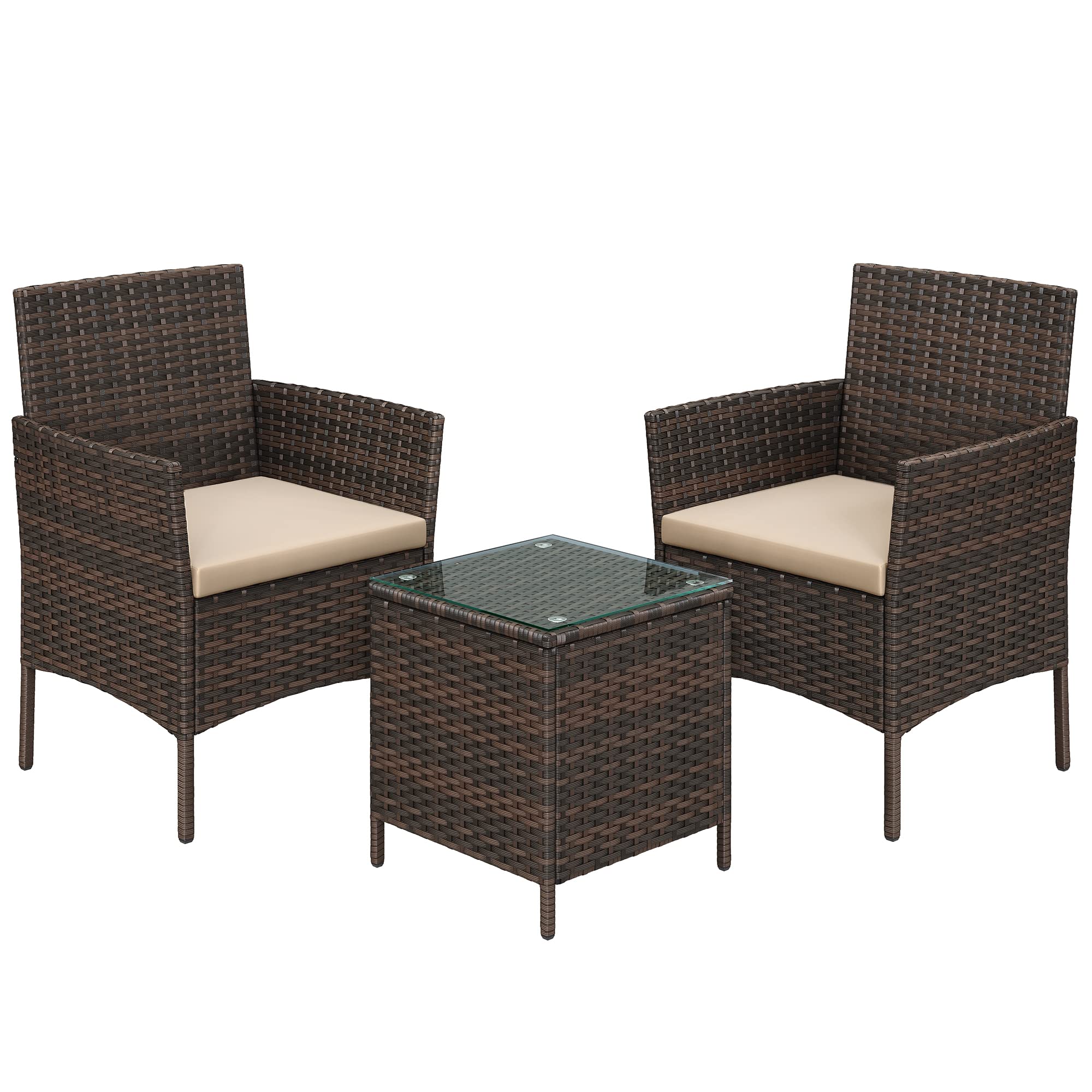 Juego De Muebles De Patio Songmics Uggf003k0, Marrón Y Marrón Pardo, Ratán Sintético