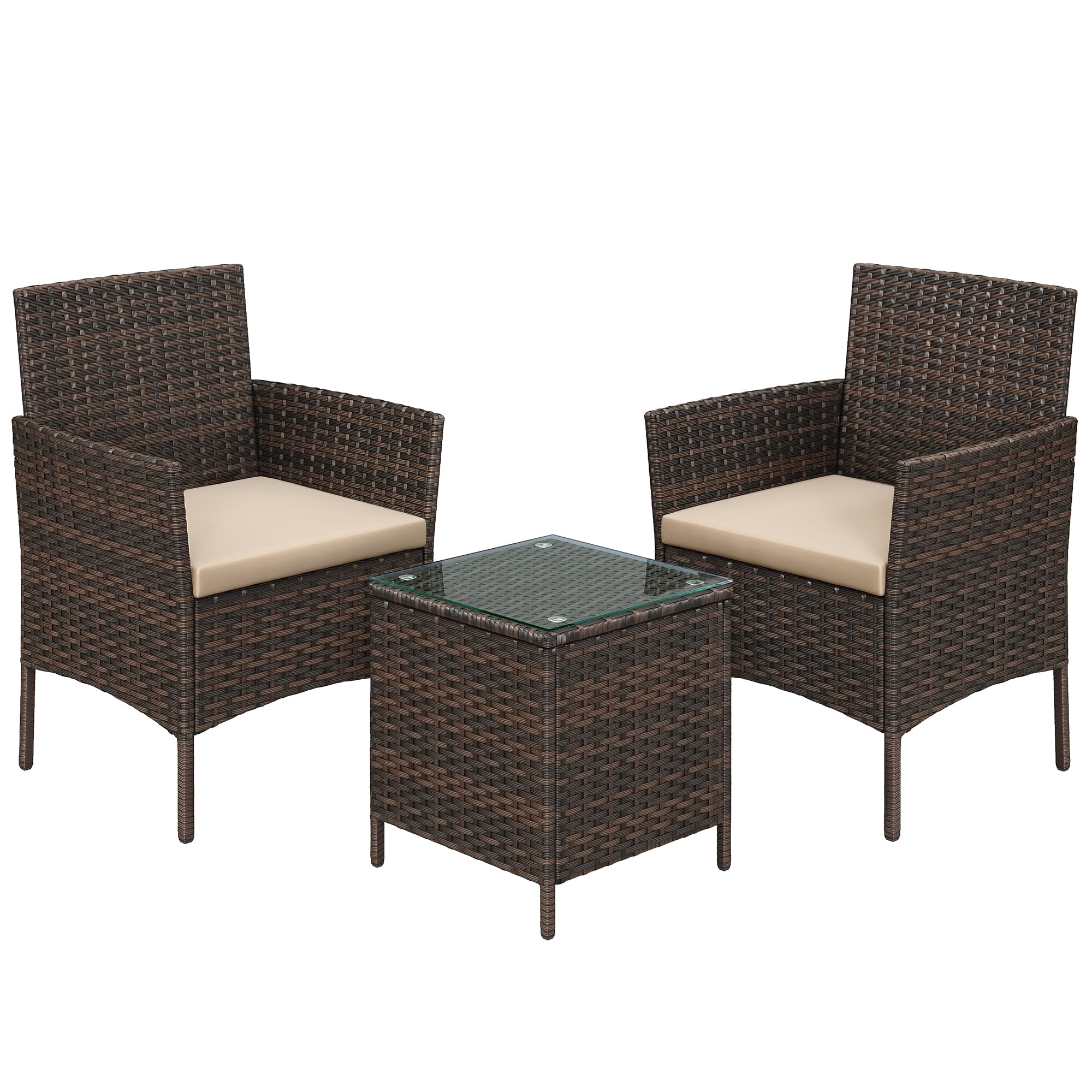 Foto 1 | Juego De Muebles De Patio Songmics Uggf003k0, Marrón Y Marrón Pardo, Ratán Sintético