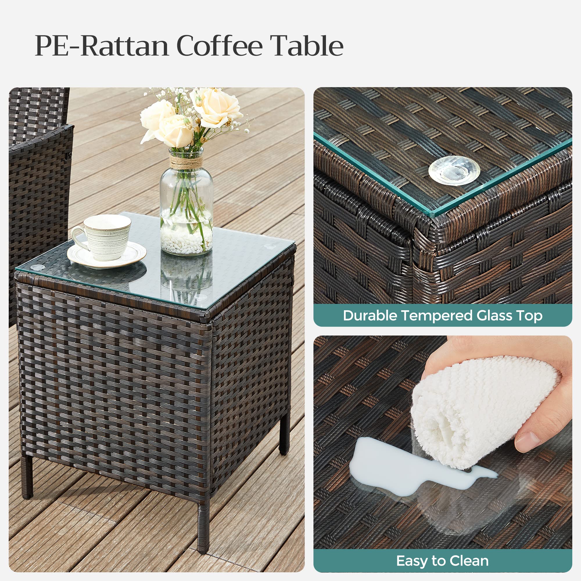Foto 4 | Juego De Muebles De Patio Songmics Uggf003k0, Marrón Y Marrón Pardo, Ratán Sintético