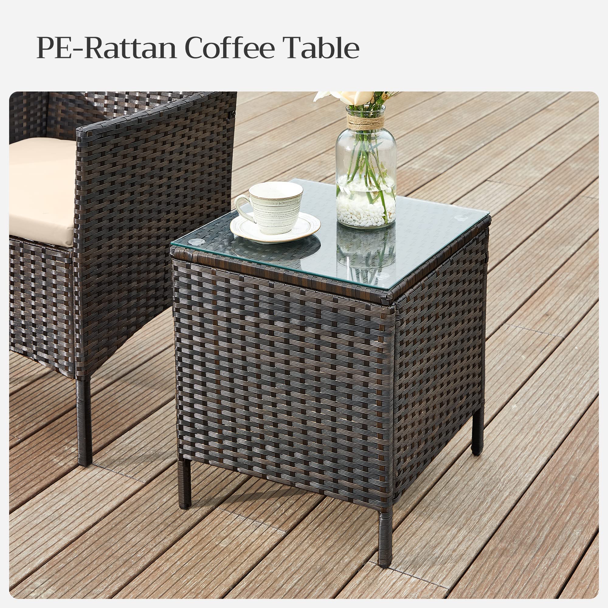 Foto 5 | Juego De Muebles De Patio Songmics Uggf003k0, Marrón Y Marrón Pardo, Ratán Sintético