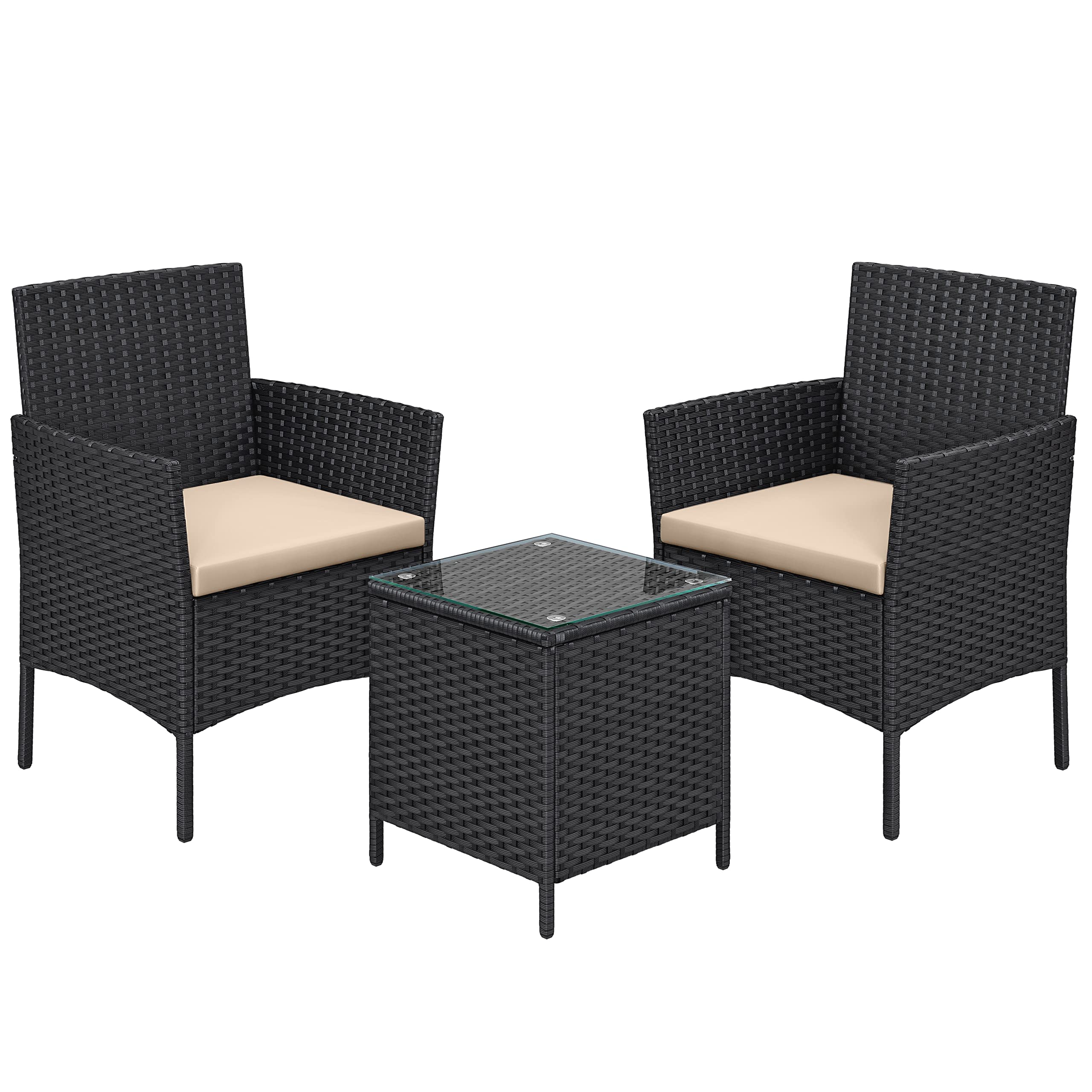 Set De Muebles De Patio Songmics Uggf003b0 En Ratán Sintético Negro Y Marrón