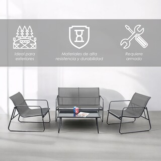 Foto 3 | Juego de Sala Iliosinnova para Jardín 4 Piezas Gris para Exterior