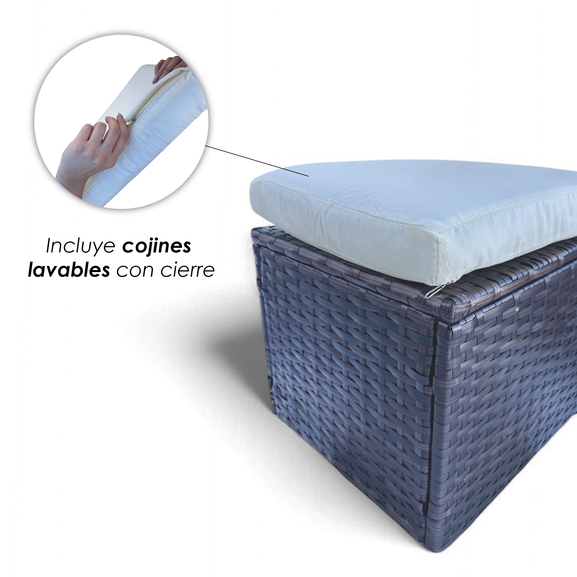 Foto 8 pulgar | Juego de Sala para Jardín Esquinera de Mimbre Sintético Café para 8 Personas
