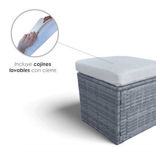 Foto 7 | Sala para Jardín Esquinera Iliosinnova Mesa de Centro de Cristal Templado Sofás de Mimbre Sintético 6 Piezas