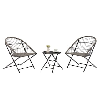 Foto 1 | Set De Terraza Y Jardin Top Living Rangun Gris Con Mesa Auxiliar Plegable Y 2 Sillas De Ratán Sintético Plegables