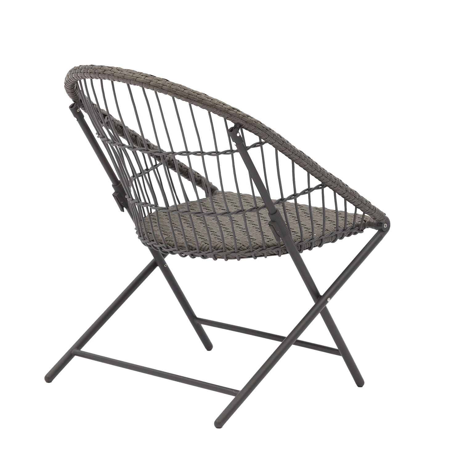 Foto 9 pulgar | Set De Terraza Y Jardin Top Living Rangun Gris Con Mesa Auxiliar Plegable Y 2 Sillas De Ratán Sintético Plegables
