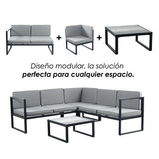 Foto 8 | Ilios Innova | Sala Esquinera De Exterior Con Mesa – Estructura De Acero Y Cojines En Tela Impermeable