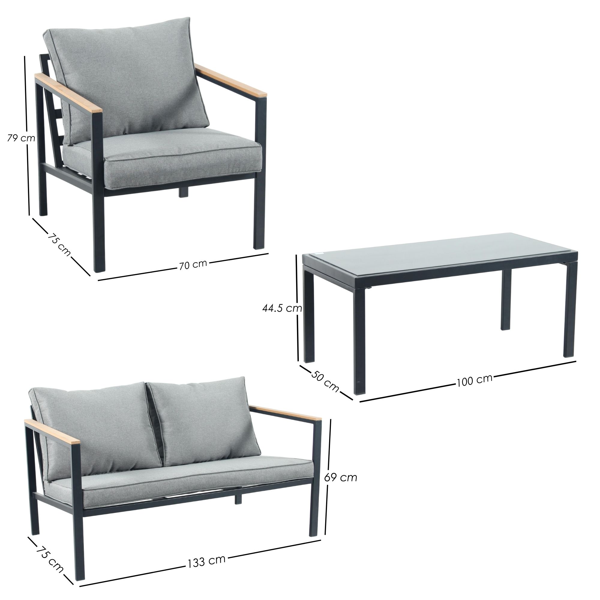Foto 3 pulgar | Ilios Innova | Sala De Jardín Minimalista Para 4 Personas Con Mesa Vidrio