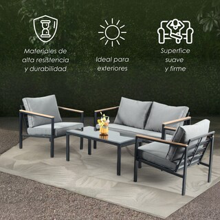 Foto 3 | Ilios Innova | Sala De Jardín Minimalista Para 4 Personas Con Mesa Vidrio