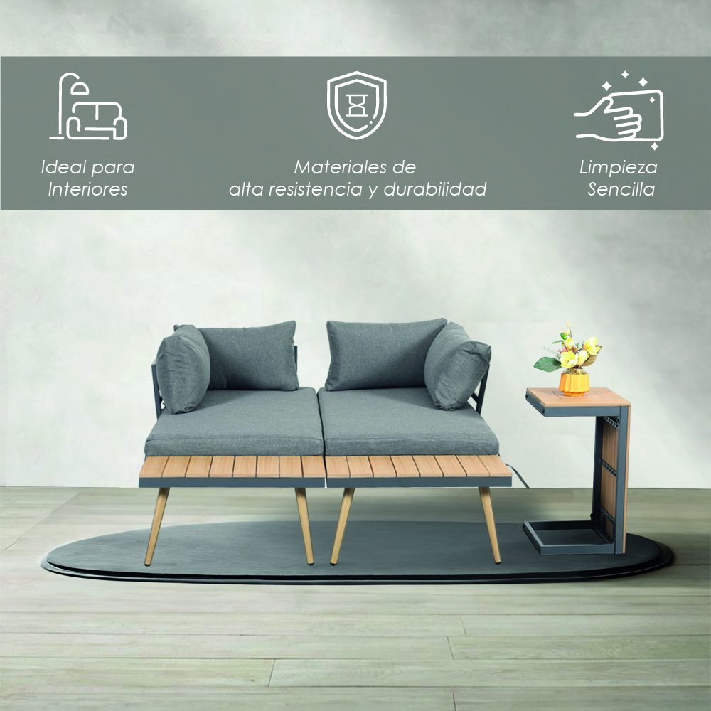 Foto 3 | Ilios Innova | Sala Para Jardin Modular Tipo L Para Terraza Con Mesa