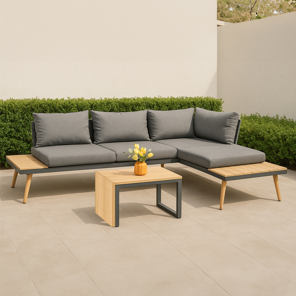 Foto 5 pulgar | Ilios Innova | Sala Para Jardin Modular Tipo L Para Terraza Con Mesa