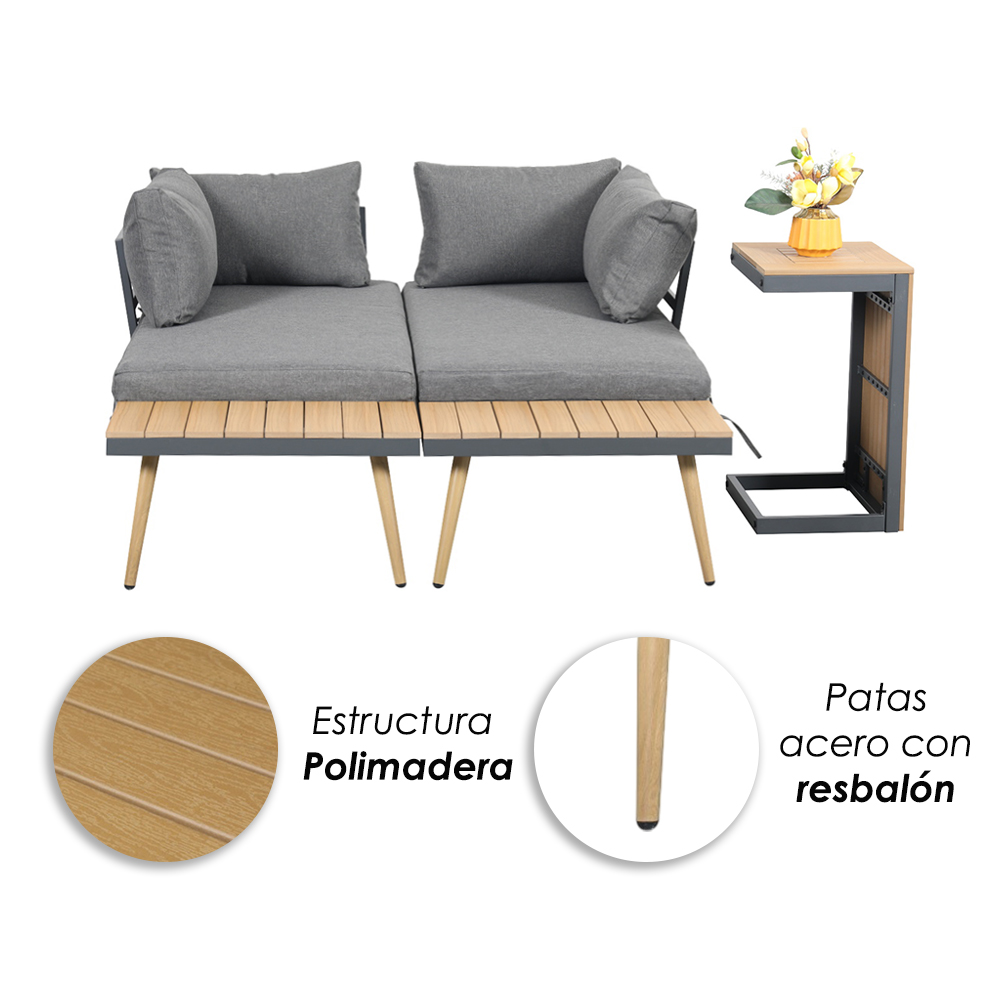 Foto 7 pulgar | Ilios Innova | Sala Para Jardin Modular Tipo L Para Terraza Con Mesa