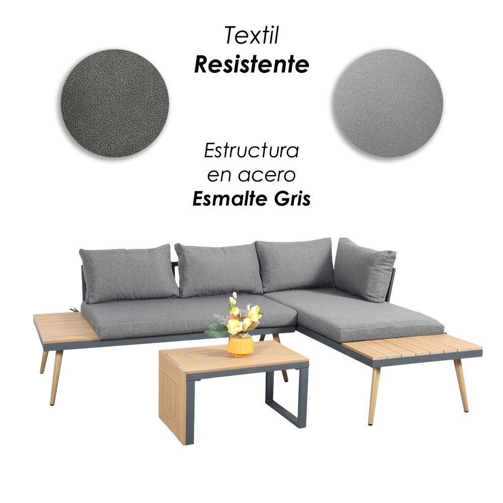 Foto 8 pulgar | Ilios Innova | Sala Para Jardin Modular Tipo L Para Terraza Con Mesa