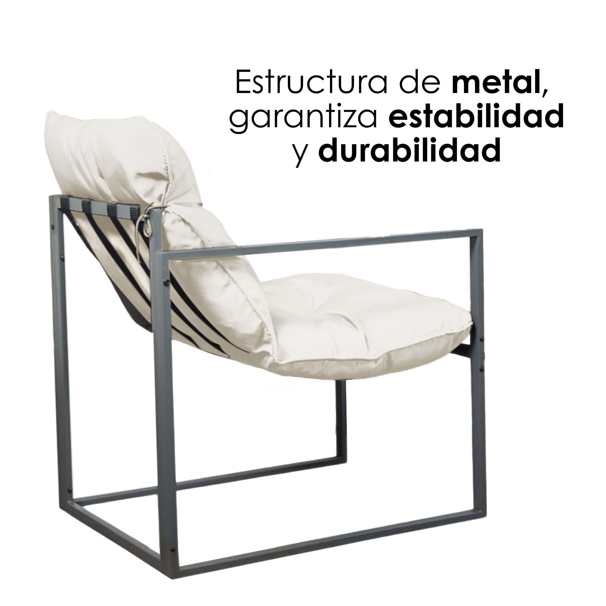 Foto 6 | Ilios Innova | Sala De Jardín 4 Piezas Con Estructura Metálica, Cojines Cómodos Y Mesa De Centro Con Vidrio Templado