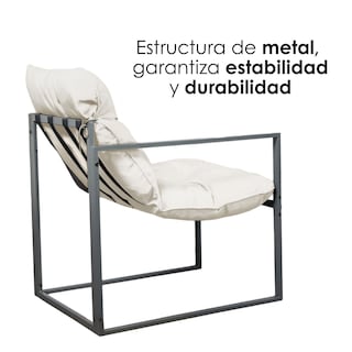 Foto 6 | Ilios Innova | Sala De Jardín 4 Piezas Con Estructura Metálica, Cojines Cómodos Y Mesa De Centro Con Vidrio Templado