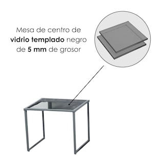 Foto 8 | Ilios Innova | Sala De Jardín 4 Piezas Con Estructura Metálica, Cojines Cómodos Y Mesa De Centro Con Vidrio Templado