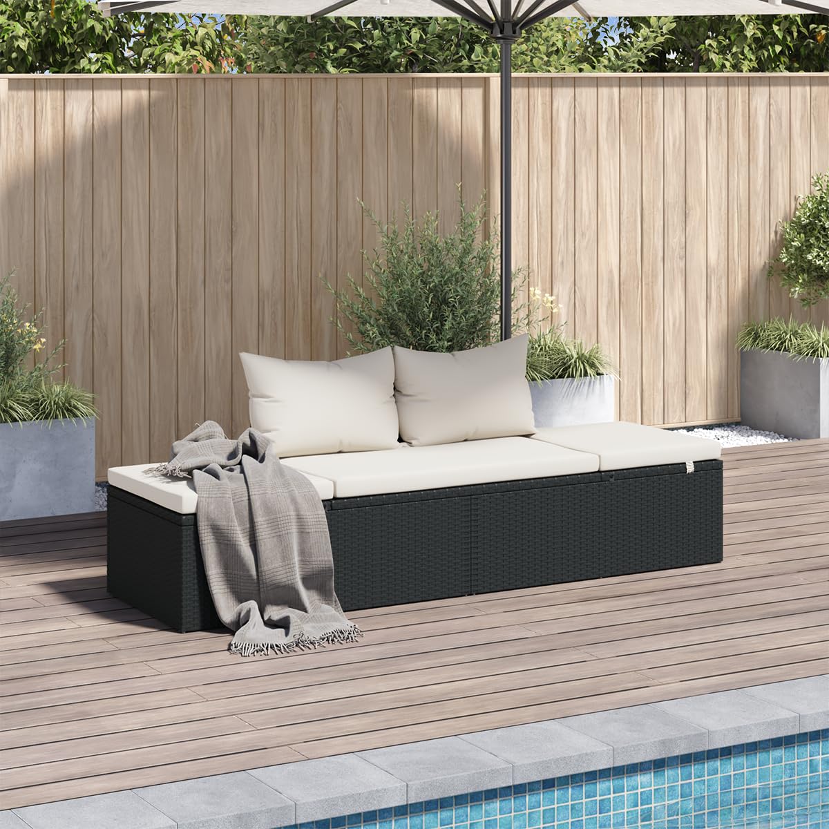 Foto 3 pulgar | Cama De Patio Y Tumbona Vidaxl Ajustables En Poliratán - Venta Internacional.