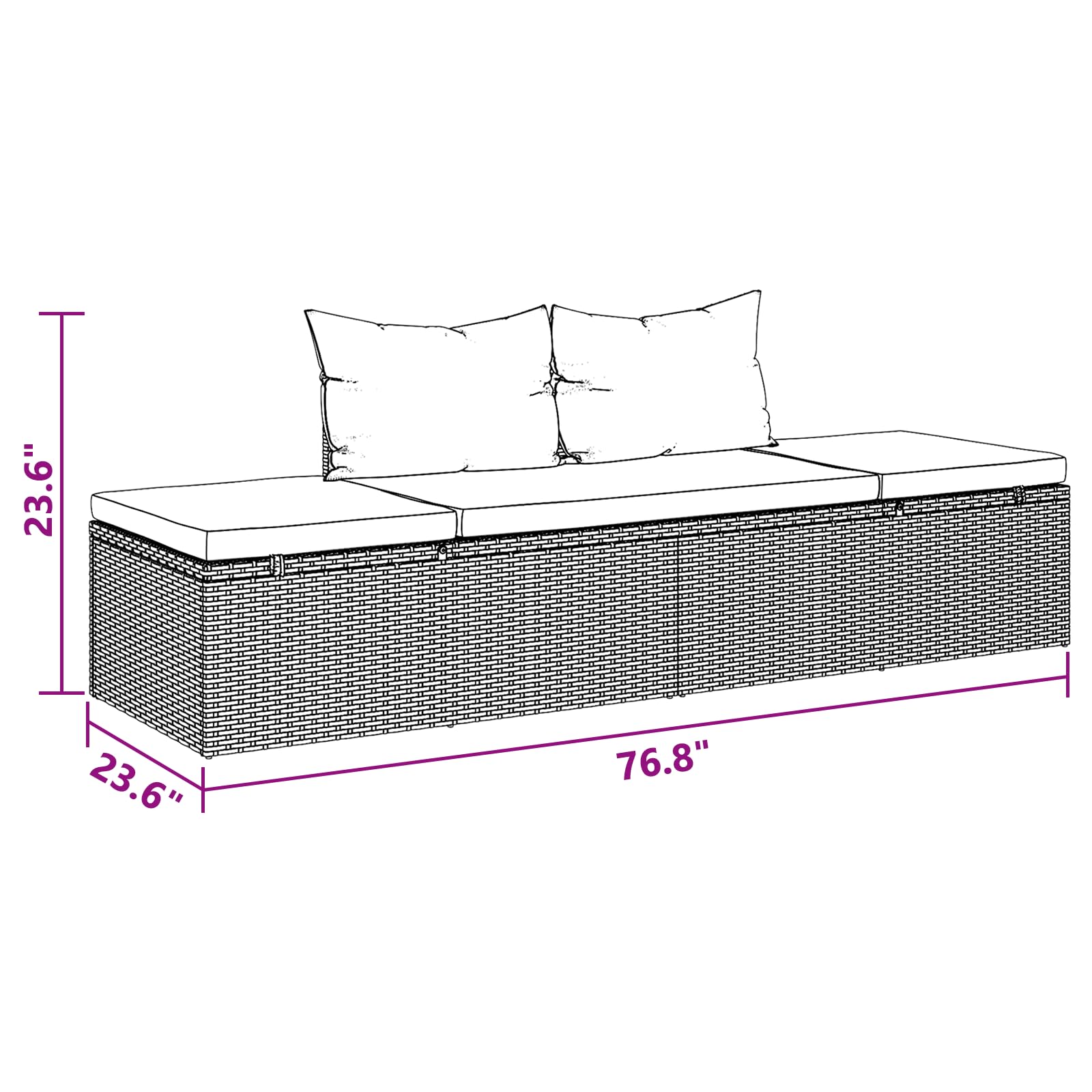 Foto 4 | Cama De Patio Y Tumbona Vidaxl Ajustables En Poliratán - Venta Internacional.