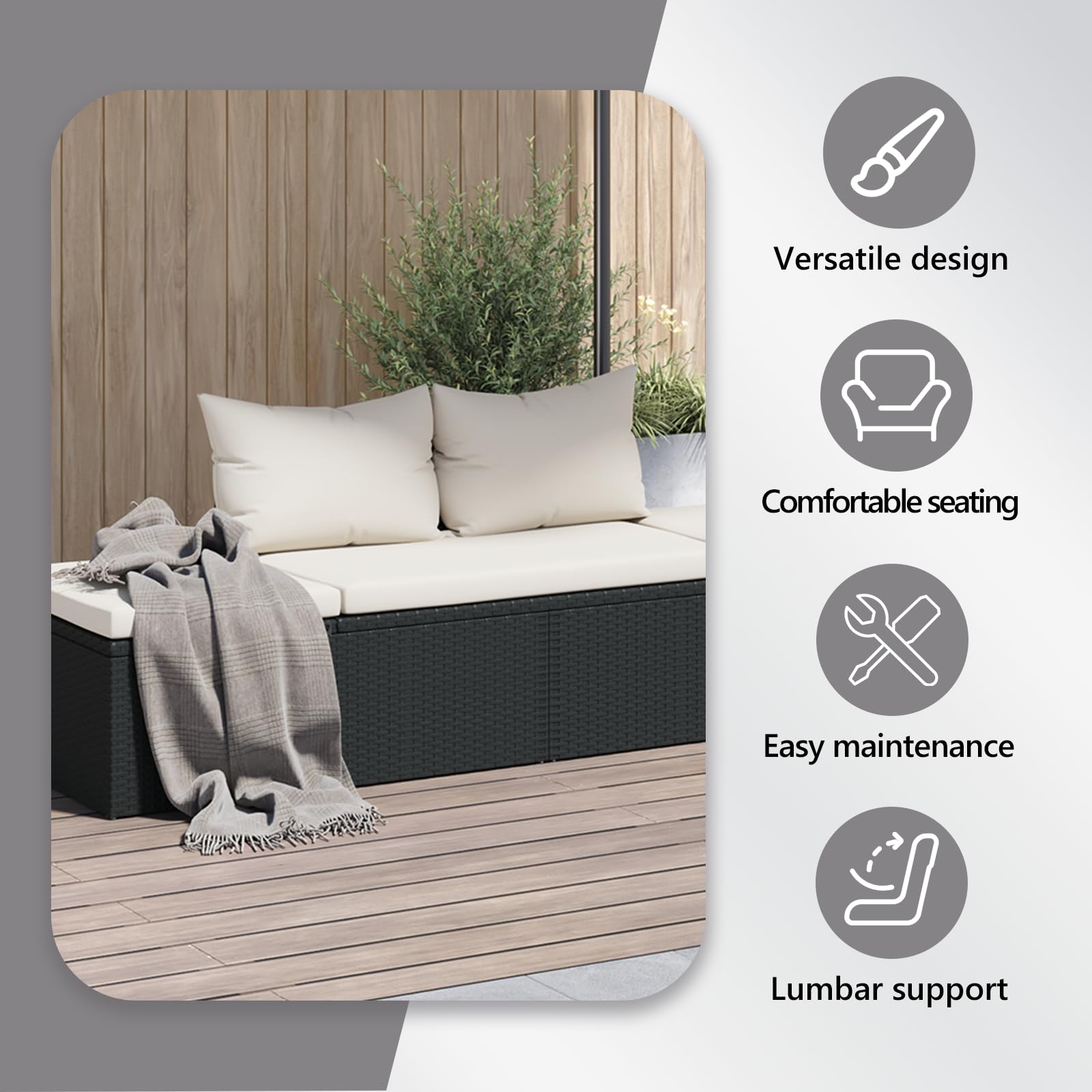 Foto 7 pulgar | Cama De Patio Y Tumbona Vidaxl Ajustables En Poliratán - Venta Internacional.