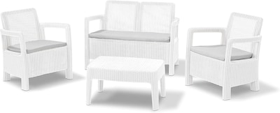 Foto 1 | Sala de Jardín Tarifa Blanca 4 Piezas: 2 Sillones Individuales un Sofá una Mesa