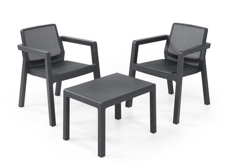 Foto 2 pulgar | Set de Balcón Emily Gris 3 Piezas 2 Sillones Individuales y una Mesa