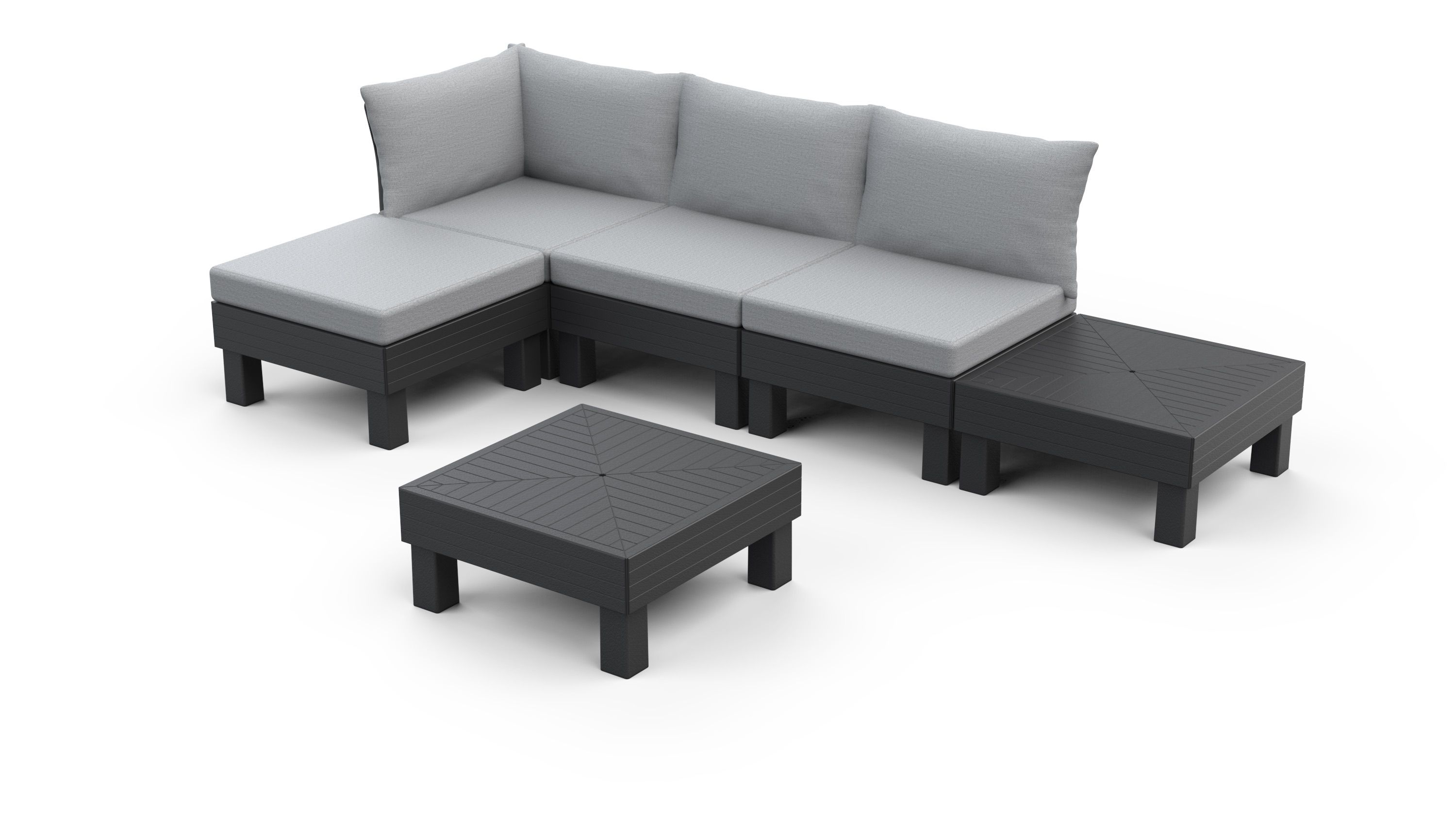 Sala Modular de Jardín Elements Gris Grafito 7 Piezas para 5 Personas
